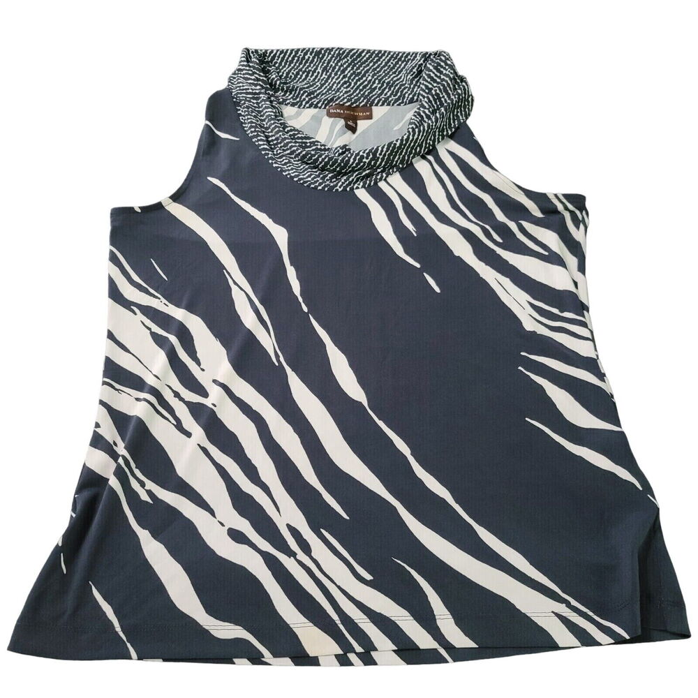 Dana Buchman Womens Blouse Multicolor Size Large Polyester Blend Stretch